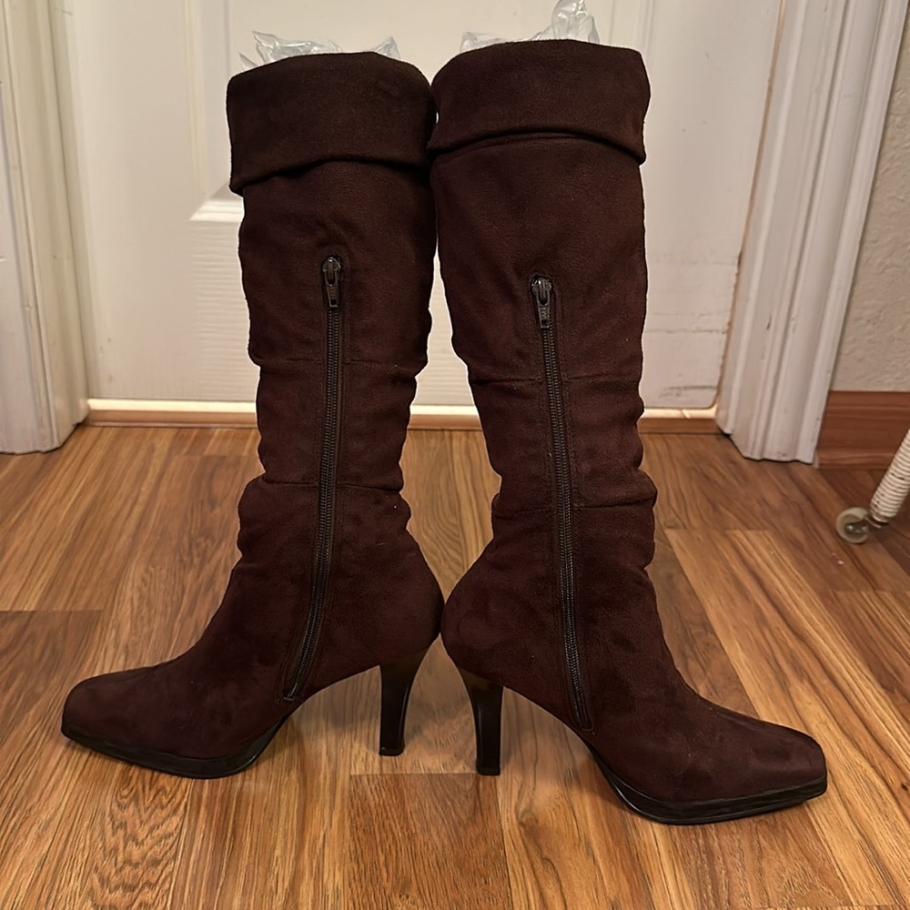 Apostrophe Brown Faux suede boots size 7 - Picture 2 of 13